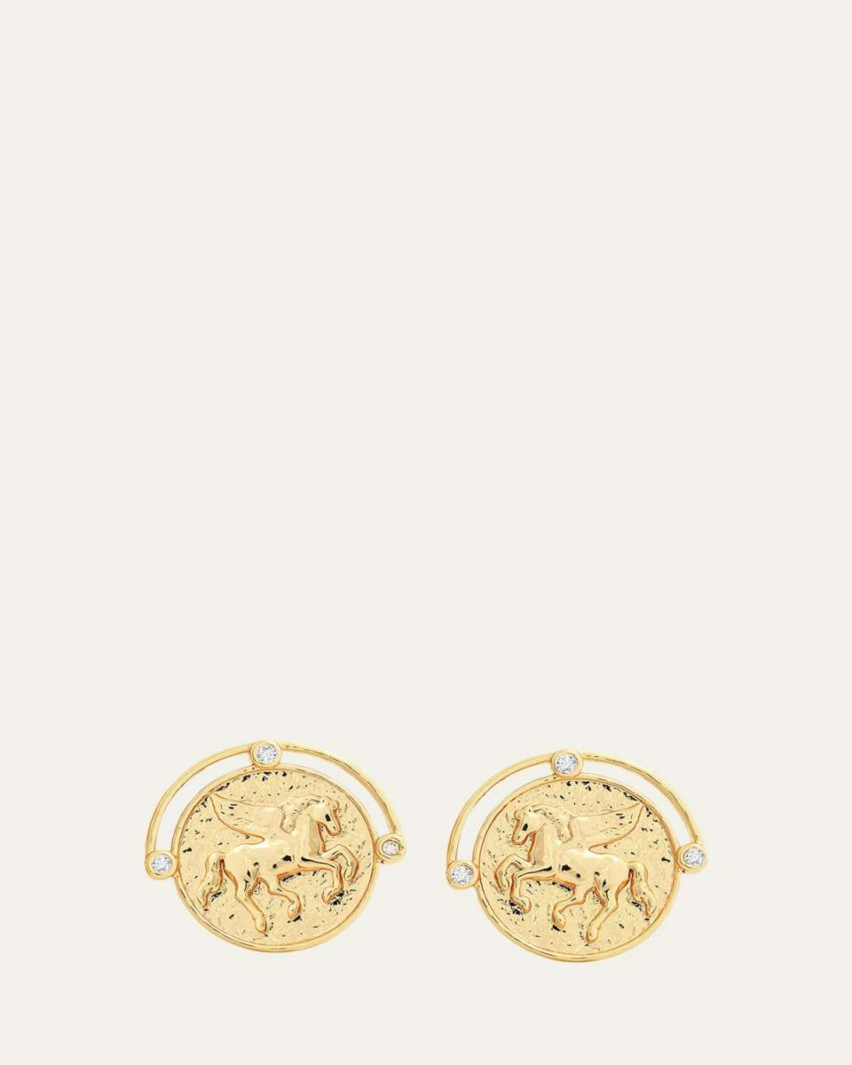 Pegasus Coin Stud Earrings